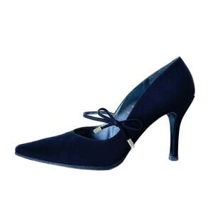 Stuart Weitzman Black Pointed Toe Bow Mary Jane Heels Pumps Size 8 B